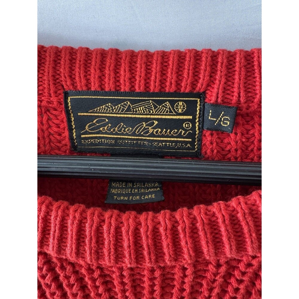 Eddie Bauer Rib Knit Crewneck Pullover Sweater Mens L Red Long Sleeve HPL 3847 - Picture 3 of 5